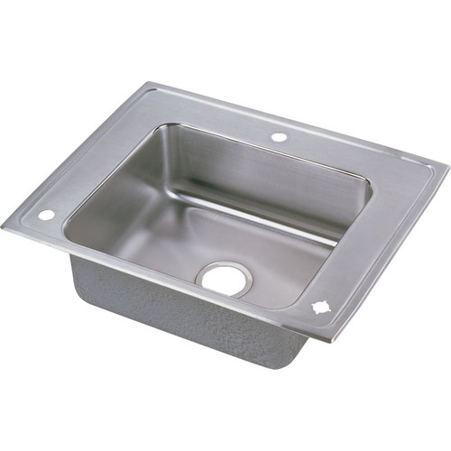 DRKAD282260RC Stainless Steel Single Bowl Top Mount Sink and Faucet Kit with 3 Faucet Holes in Lustrous Highlighted Satin