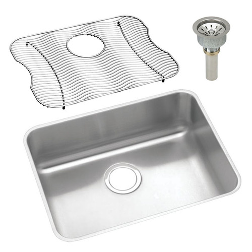 ELUH2115DBG Stainless Steel Single Bowl Undermount Sink Kit in Lustrous Highlighted Satin