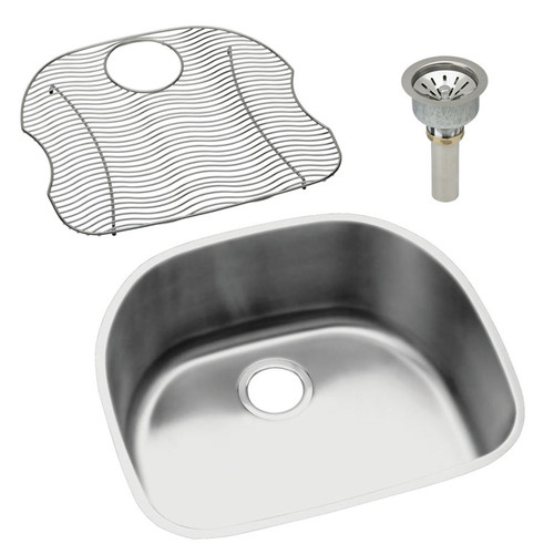 ELUH211810DBG Stainless Steel Single Bowl Undermount Sink Kit in Lustrous Highlighted Satin