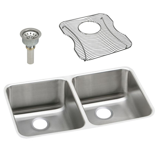 ELUH311810DBG Stainless Steel Double Bowl Undermount Sink Kit in Lustrous Highlighted Satin