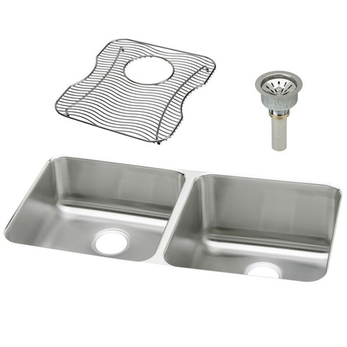 ELUH311810LDBG Stainless Steel Double Bowl Undermount Sink Kit in Lustrous Highlighted Satin