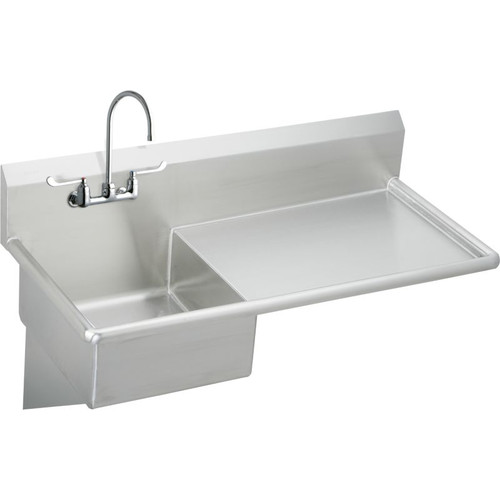 Commercial Service Sink Package with 2 Faucet Holes in Buffed Satin