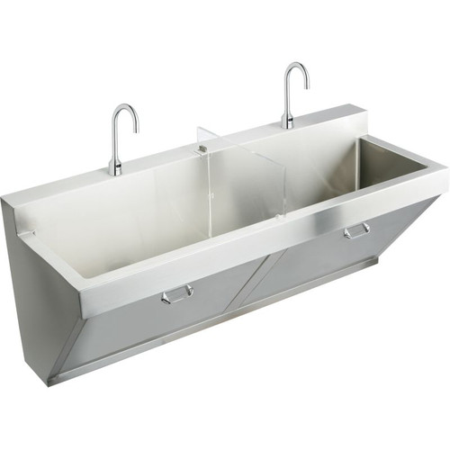 EWSF26026SACC Commercial Scrub Sink Package with Single Faucet Hole in Buffed Satin