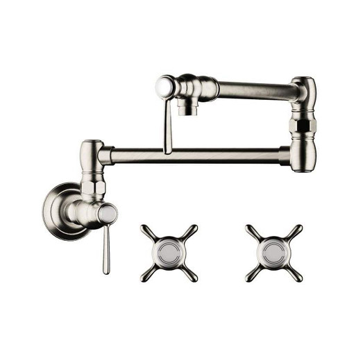 Wall Mounted Double-Jointed Pot Filler in Polished Nickel