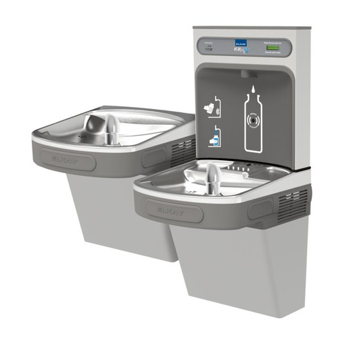 LZSTL8WSVRLK Filtered Bottle Filling Station with Versatile Bi-Level ADA Cooler in Light Gray Granite