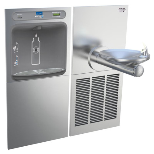 Filtered Bottle Filling Station with SwirlFlo Green Single Refrigerated Fountain in Stainless Steel