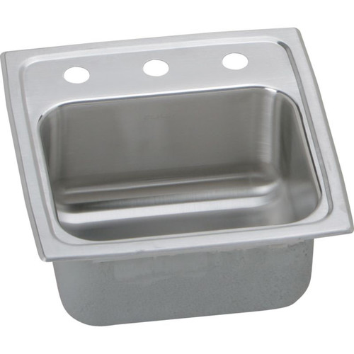 15" x 15" x 6-1/8" 18 Gauge Stainless Steel Single Bowl Drop-in Bar Sink with 3 Faucet Holes in Lustrous Satin