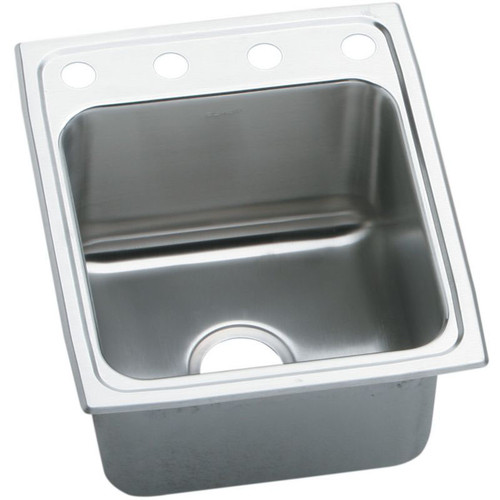 DLR172210OS4 Stainless Steel Single Bowl Top Mount Sink with OS4 Faucet Holes in Lustrous Highlighted Satin