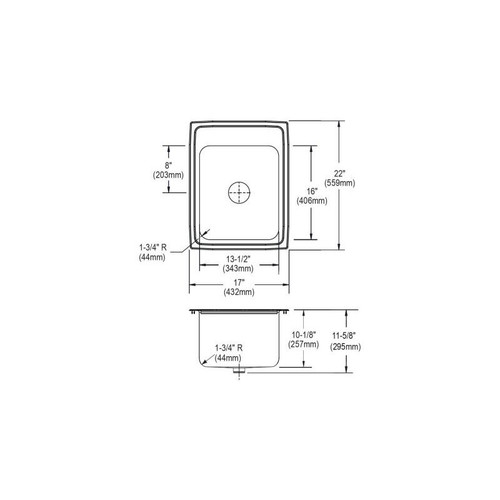 17" x 22" x 10-1/8" 18 Gauge Stainless Steel Single Bowl Drop-in Kitchen Sink with 1 Faucet Hole and Perfect Drain in Lustrous Satin