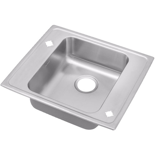 22" x 19-1/2" x 4" 18 Gauge Stainless Steel Single Bowl Drop-in Classroom ADA Sink with 2 Faucet Holes in Lustrous Satin
