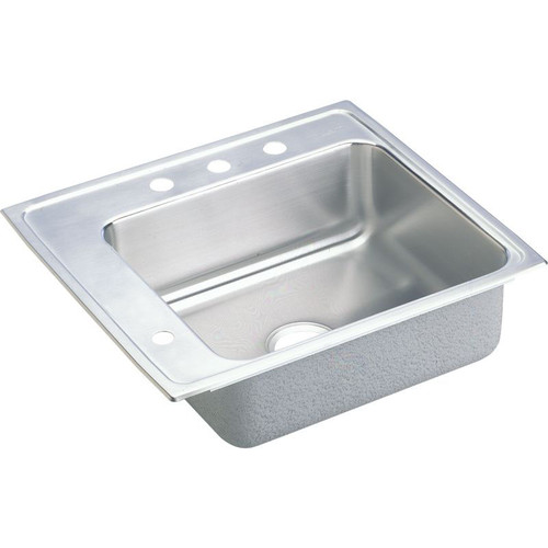 DRKAD252240L4 Stainless Steel Single Bowl Top Mount Sink with 4 Faucet Holes in Lustrous Highlighted Satin