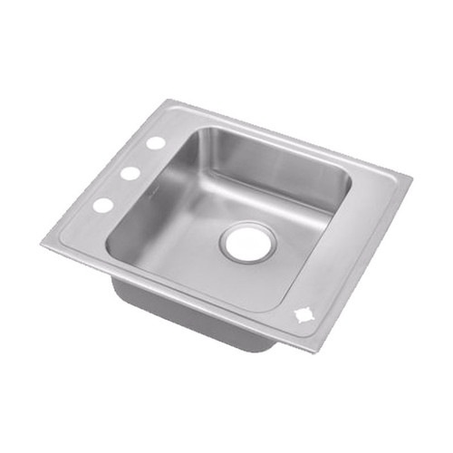 DRKAD2522454 Stainless Steel Single Bowl Top Mount Sink with 4 Faucet Holes in Lustrous Highlighted Satin