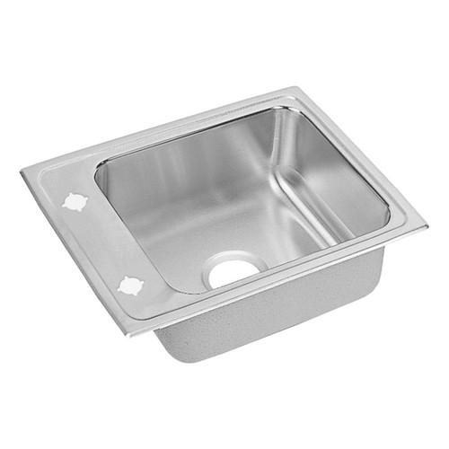22" x 17" x 4" 18 Gauge Stainless Steel Single Bowl Quick-Clip Drop-in Classroom ADA Sink with 2 Faucet Holes in Lustrous Satin