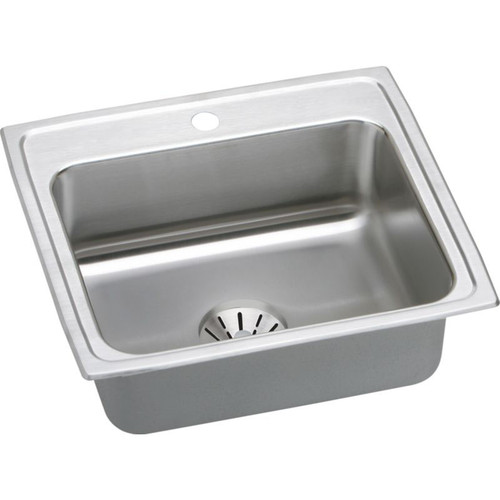 22" x 19-1/2" x 7-5/8" 18 Gauge Stainless Steel Single Bowl Drop-in Kitchen Sink with Perfect Drain and 1 Faucet Hole in Lustrous Satin 22" x 19-1/2" x 7-5/8" 18 Gauge Stainless Steel Single Bowl Drop-in Kitchen Sink with Perfect Drain and 1 Faucet Hole in Lustrous Satin