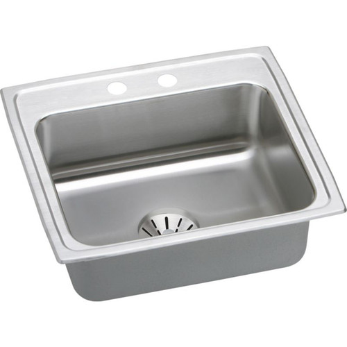 22" x 19-1/2" x 7-5/8" 18 Gauge Stainless Steel Single Bowl Drop-in Kitchen Sink with Perfect Drain and 2 Faucet Holes in Lustrous Satin 22" x 19-1/2" x 7-5/8" 18 Gauge Stainless Steel Single Bowl Drop-in Kitchen Sink with Perfect Drain and 2 Faucet Holes in Lustrous Satin
