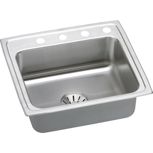 22" x 19-1/2" x 7-5/8" 18 Gauge Stainless Steel Single Bowl Drop-in Kitchen Sink with Perfect Drain and 4 Faucet Holes in Lustrous Satin 22" x 19-1/2" x 7-5/8" 18 Gauge Stainless Steel Single Bowl Drop-in Kitchen Sink with Perfect Drain and 4 Faucet Holes in Lustrous Satin