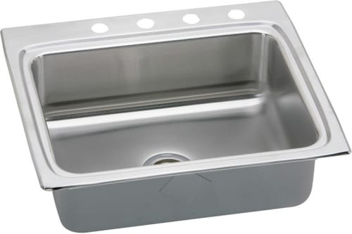 25" x 22" x 8-1/8" 18 Gauge Stainless Steel Single Bowl Drop-in Kitchen Sink with 4 Faucet Holes in Lustrous Satin