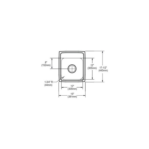 15" x 17-1/2" x 6-1/2" 18 Gauge Stainless Steel Single Bowl Drop-in ADA Sink with 3 Faucet Holes in Lustrous Satin