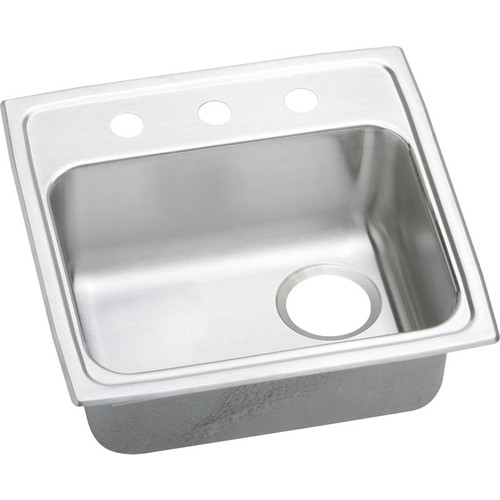 LRAD191865RMR2 Stainless Steel Single Bowl Top Mount Sink with MR2 Faucet Holes in Lustrous Highlighted Satin