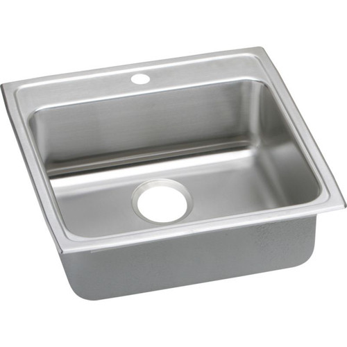 22" x 22" x 6-1/2" 18 Gauge Stainless Steel Single Bowl Drop-in ADA Kitchen Sink with 1 Faucet Hole in Lustrous Satin