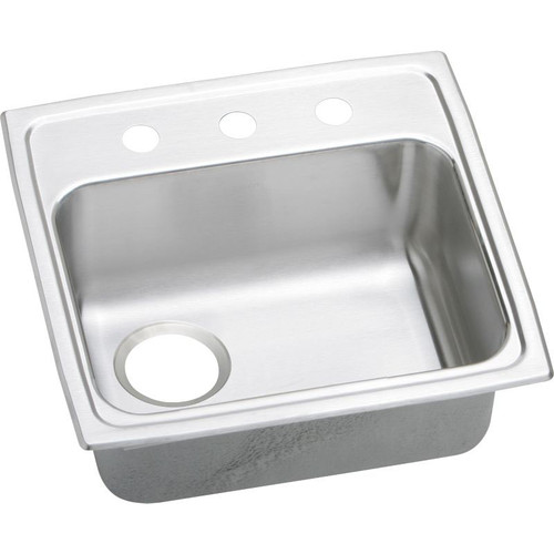 LRADQ191855L3 Stainless Steel Single Bowl Top Mount Quick-Clip Sink with 3 Faucet Holes in Lustrous Highlighted Satin