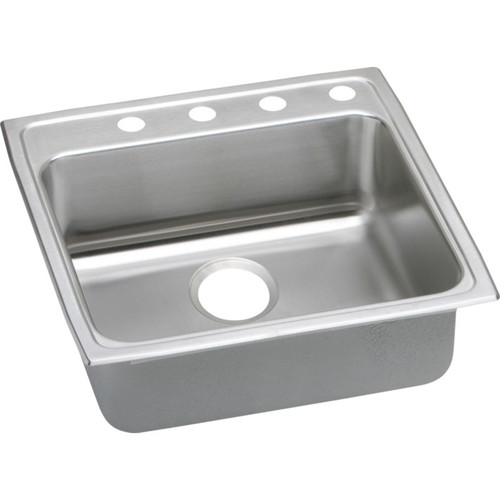 22" x 22" x 6-1/2" 18 Gauge Stainless Steel Single Bowl Quick-Clip Drop-in ADA Kitchen Sink with 4 Faucet Holes in Lustrous Satin