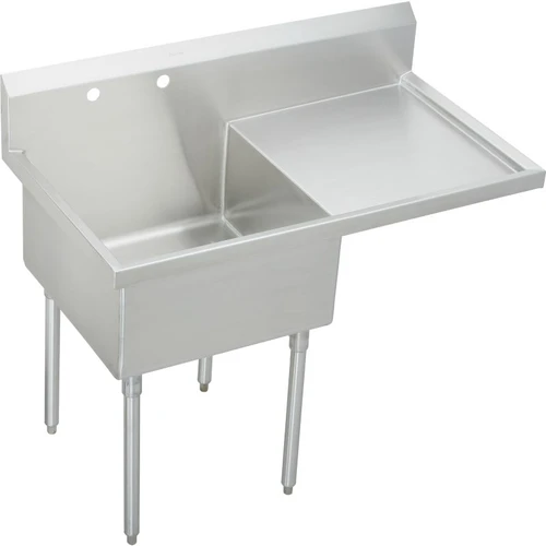 SS8124R2 Commercial Scullery Sink with 2 Faucet Holes in Buffed Satin
