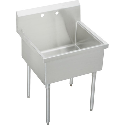 SS8136OF2 Commercial Scullery Sink with 2 Faucet Holes in Buffed Satin
