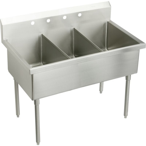 WNSF83724 Commercial Scullery Sink with 4 Faucet Holes in Buffed Satin