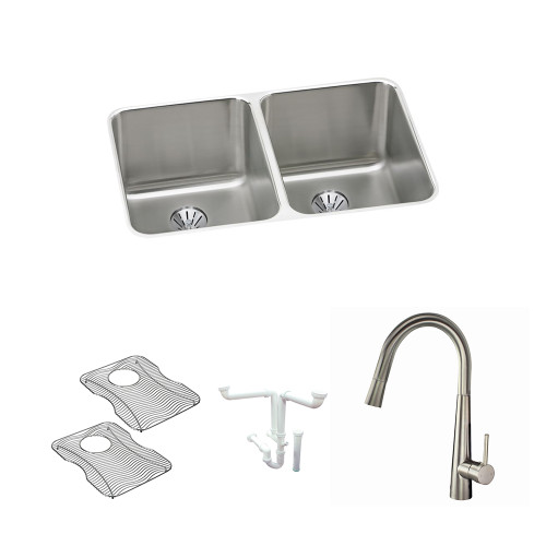Elkay KF-ELUH3220PD 31.25-in X 20-in Stainless Steel Undermount Kitchen Sink Kit Elkay KF-ELUH3220PD 31.25-in X 20-in Stainless Steel Undermount Kitchen Sink Kit