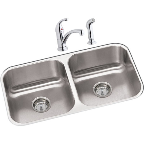DXUH3118DF Stainless Steel Double Bowl Undermount Sink and Faucet Kit in Radiant Satin DXUH3118DF Stainless Steel Double Bowl Undermount Sink and Faucet Kit in Radiant Satin