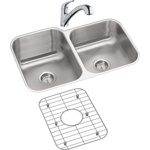 Stainless Steel Double Bowl Undermount Sink and Faucet Kit in Radiant Satin Stainless Steel Double Bowl Undermount Sink and Faucet Kit in Radiant Satin
