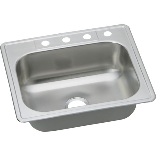 DD125224 Stainless Steel Single Bowl Top Mount Sink with 4 Faucet Holes in Satin DD125224 Stainless Steel Single Bowl Top Mount Sink with 4 Faucet Holes in Satin