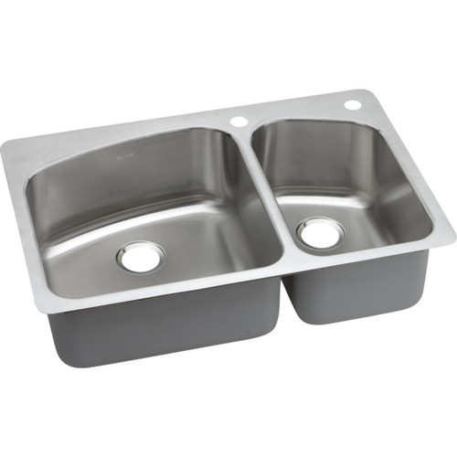 Stainless Steel Double Bowl Dual-Mount Sink with 2R 2L Faucet Holes in Premium Highlighted Satin Stainless Steel Double Bowl Dual-Mount Sink with 2R 2L Faucet Holes in Premium Highlighted Satin