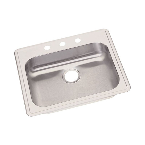 GE125223 Stainless Steel Single Bowl Top Mount Sink with 3 Faucet Holes in Satin GE125223 Stainless Steel Single Bowl Top Mount Sink with 3 Faucet Holes in Satin