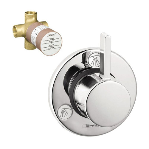 Hansgrohe K04232-15930CR S Trio/Quattro Trim with 3-Way Diverter Rough-In in Chrome