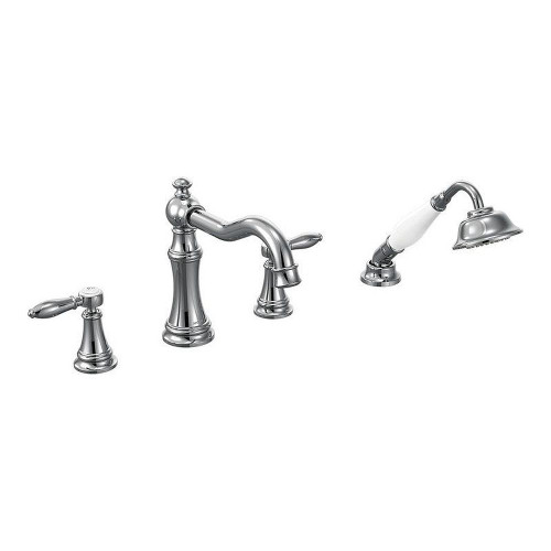 TS21104 Weymouth Deck Mounted Tub Filler with Hand Shower in Chrome