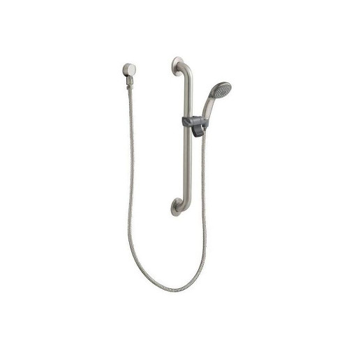 Single Function Hand Shower Package with Slide Bar, Hose and Wall Supply Included in Classic Brushed Nickel