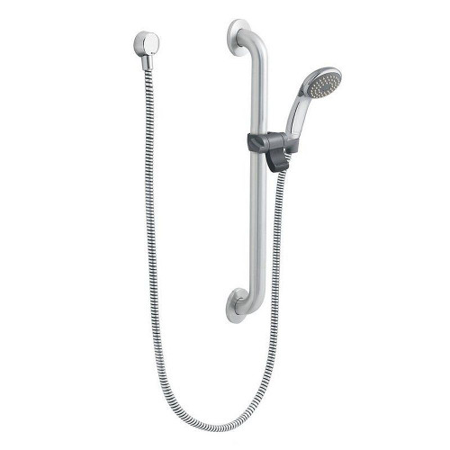 Single Function Hand Shower Package with Hose and Slide Bar Included in Chrome/Stainless Single Function Hand Shower Package with Hose and Slide Bar Included in Chrome/Stainless