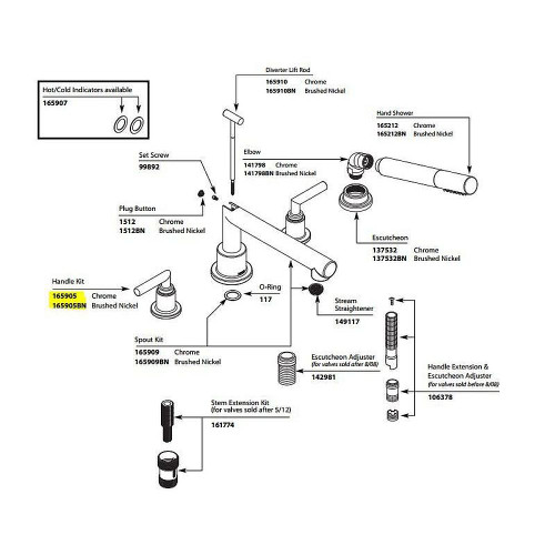 165905BN Replacement Handle Kit in Brushed Nickel