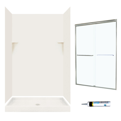 SSP3248018-M46570NC 72-in x 48-in x 32-in 5-Piece Alcove Shower Kit in Bisque