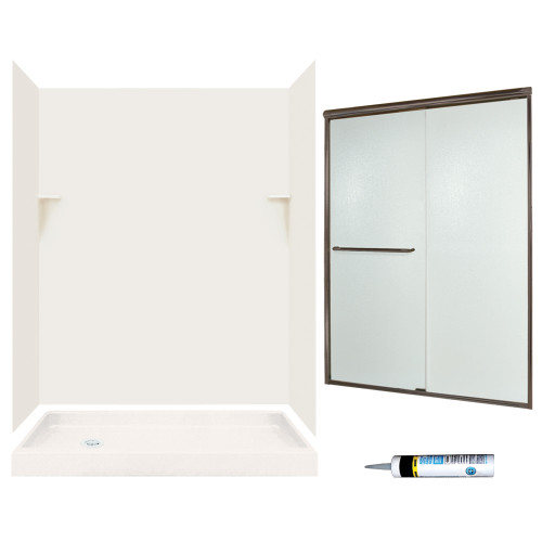SSP326L018-M58570BR 72-in x 60-in x 32-in 5-Piece Alcove Shower Kit in Bisque