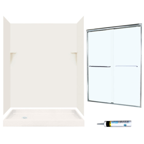 SSP326L018-M58570CC 72-in x 60-in x 32-in 5-Piece Alcove Shower Kit in Bisque