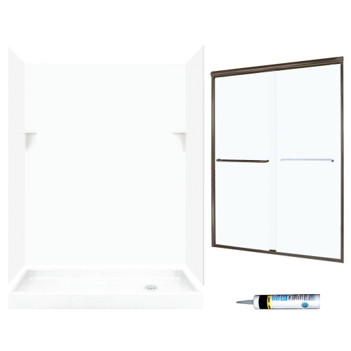 SSP326R010-M58570BC 72-in x 60-in x 32-in 5-Piece Alcove Shower Kit in White