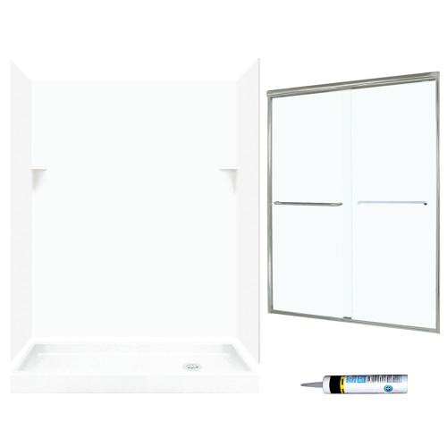 SSP326R010-M58570NC 72-in x 60-in x 32-in 5-Piece Alcove Shower Kit in White