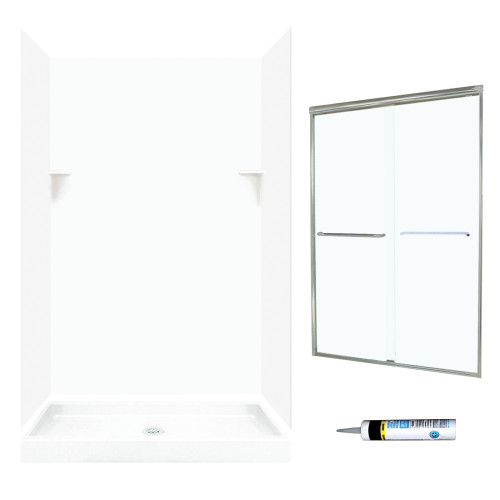 SSP3448010-M46570NC 72-in x 48-in x 34-in 5-Piece Alcove Shower Kit in White