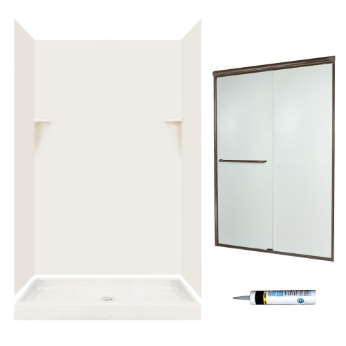 SSP3448018-M46570BR 72-in x 48-in x 34-in 5-Piece Alcove Shower Kit in Bisque