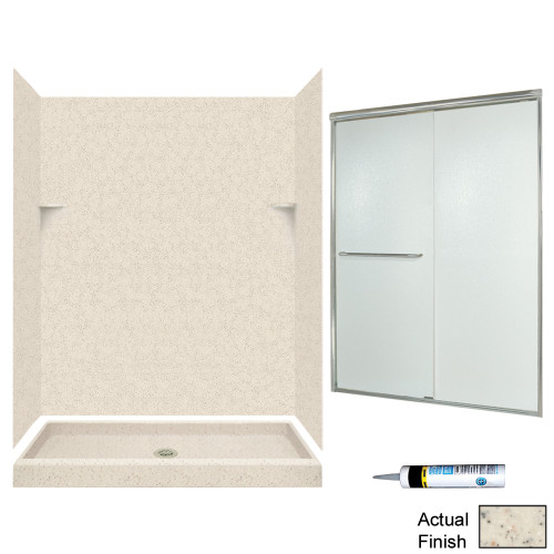 stone 72-in x 60-in x 34-in 5-Piece Alcove Shower Kit in Tahiti Desert