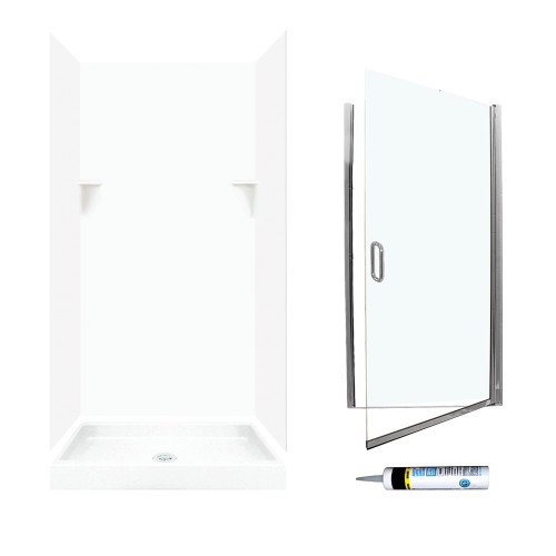 SSP3636010-M34570CC 72-in x 36-in x 36-in 5-Piece Alcove Shower Kit in White