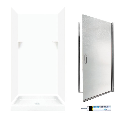 SSP3636010-M34570CR 72-in x 36-in x 36-in 5-Piece Alcove Shower Kit in White